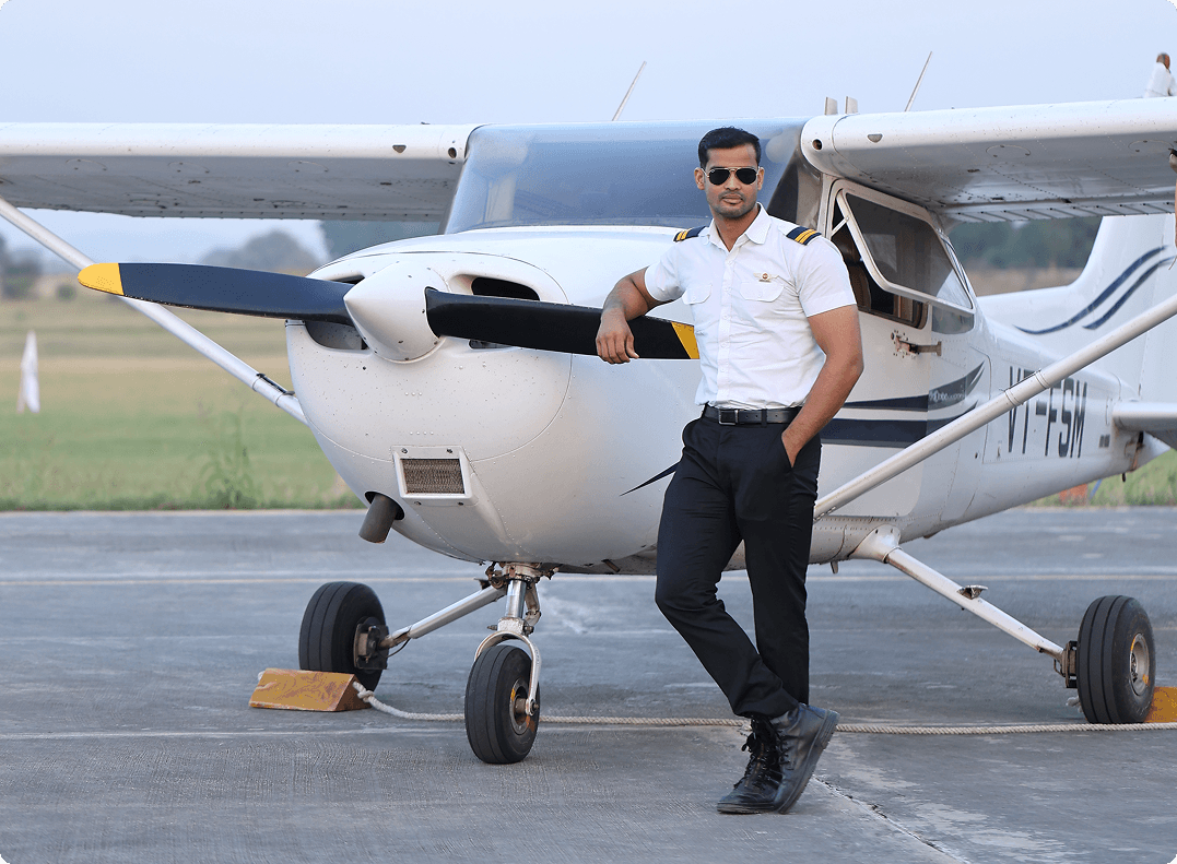 Pilot with aircraft